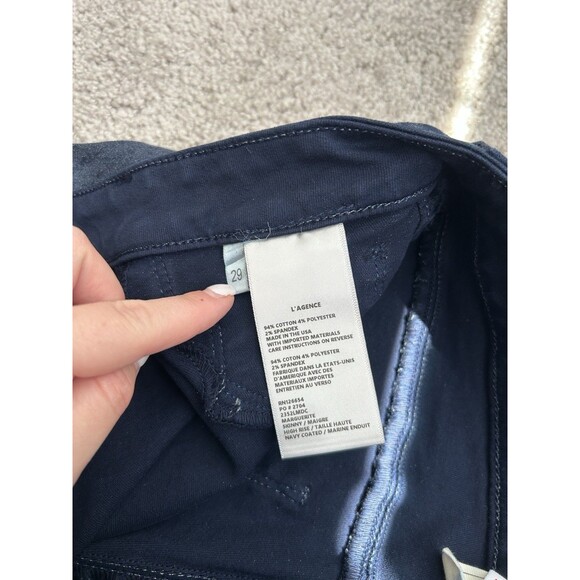 L'Agence Marguerite Navy Coated Skinny Jeans Cotton Blend Size 29 - Picture 9 of 13